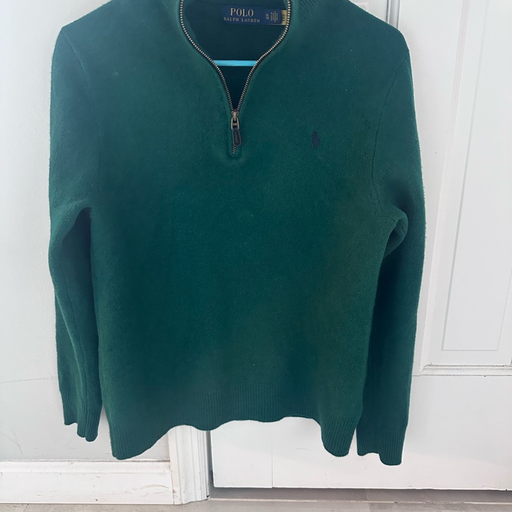 Ralph Lauren cashmere wool Forest Green Zip-Up Sweater - Picture 6 of 10